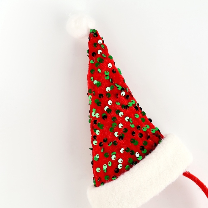 Карнавальный ободок новогодний для волос детский &laquo;Колпак&raquo;, красный