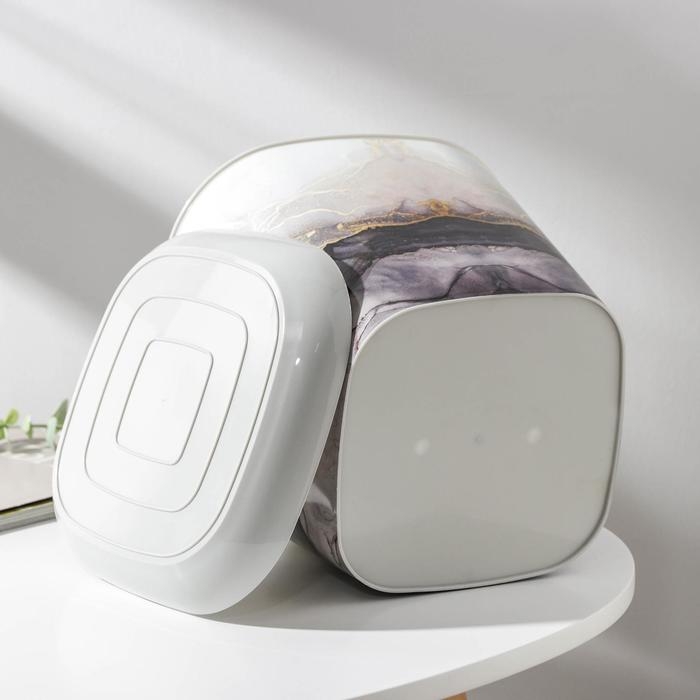 Горшок с поддоном &laquo;Мрамор&raquo;, 5 л, цвет светло-серый