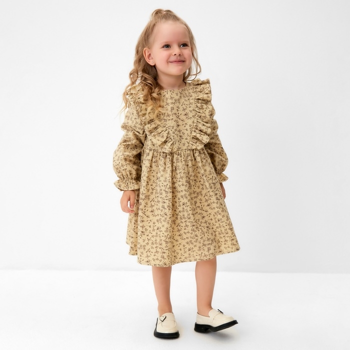 Платье для девочки MINAKU: Cotton collection цвет бежевый, рост 92 см Платье для девочки MINAKU: Cotton collection цвет бежевый, рост 92 см