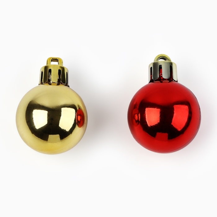 Новогодние шары ёлочные, на Новый год, d=3 см, 20 шт., цвет золотой и красный