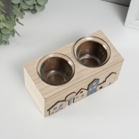 Подсвечник дерево на 2 свечи "Домики" d=4 см 7,7х15,5х8 см