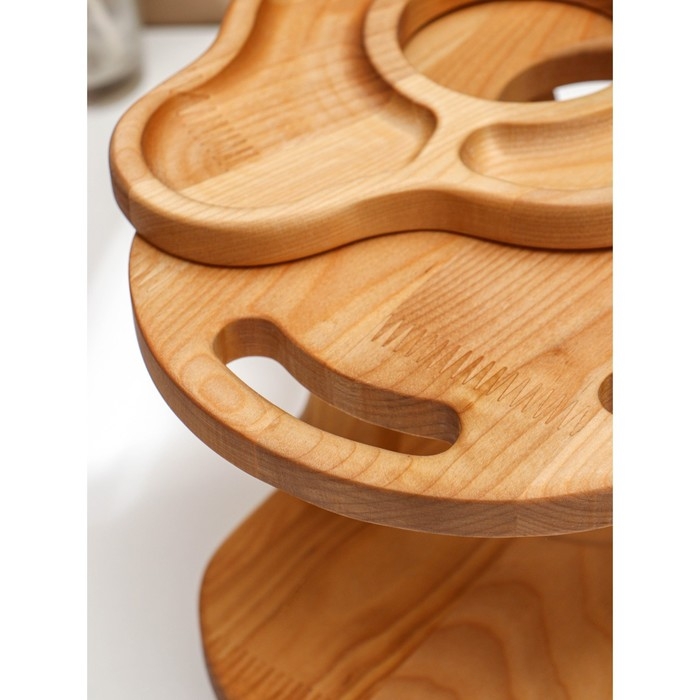 Столик - поднос для вина со съёмной менажницей на 4 персоны Adelica, 35&times;19&times;1,8 см, высота 21 см, берёза