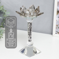 Подсвечник стекло на 1 свечу "Лотос с камешками" 20х12х10,5 см Подсвечник стекло на 1 свечу "Лотос с камешками" 20х12х10,5 см