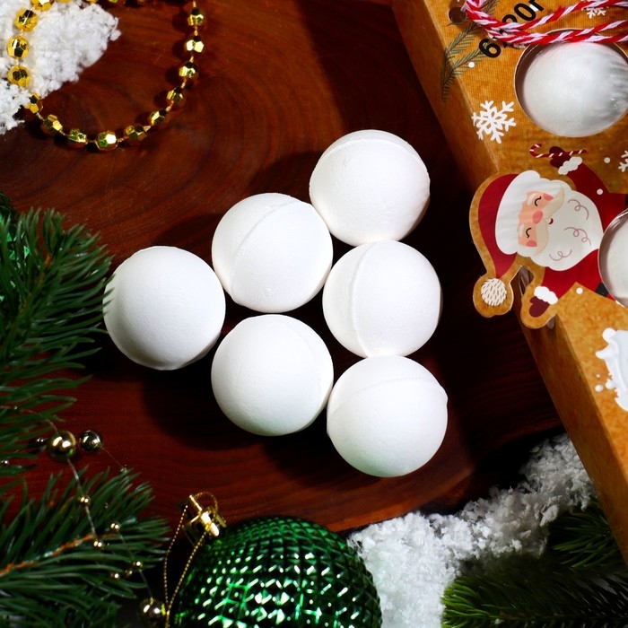 Новогодний подарочный набор косметики. Бомбочки для ванны &laquo;Пирамидка&raquo;, белый, 120 г. Новый год