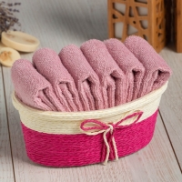 Набор махровых декоративных салфеток Этель, 30х30см-6шт, цвет розовый, 100% хлопок Набор махровых декоративных салфеток Этель, 30х30см-6шт, цвет розовый, 100% хлопок