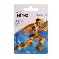 Батарейка алкалиновая Mirex, LR1130, AG10, 1.5В, блистер, 6 шт Батарейка алкалиновая Mirex, LR1130, AG10, 1.5В, блистер, 6 шт