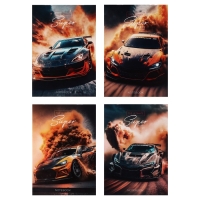 Набор блокнотов А5, 40 листов в клетку на скрепке "Авто", обложка мелованный картон, блок офсет, 4 штуки Набор блокнотов А5, 40 листов в клетку на скрепке "Авто", обложка мелованный картон, блок офсет, 4 штуки