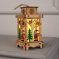 Ёлочная игрушка &laquo;Фонарь с Дедом Морозом&raquo;, от батареек, свечение тёплое белое