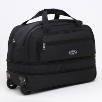 Сумка дорожная на колёсах, отдел на молнии, с увеличением, наружный карман, цвет чёрный Сумка дорожная на колёсах, отдел на молнии, с увеличением, наружный карман, цвет чёрный