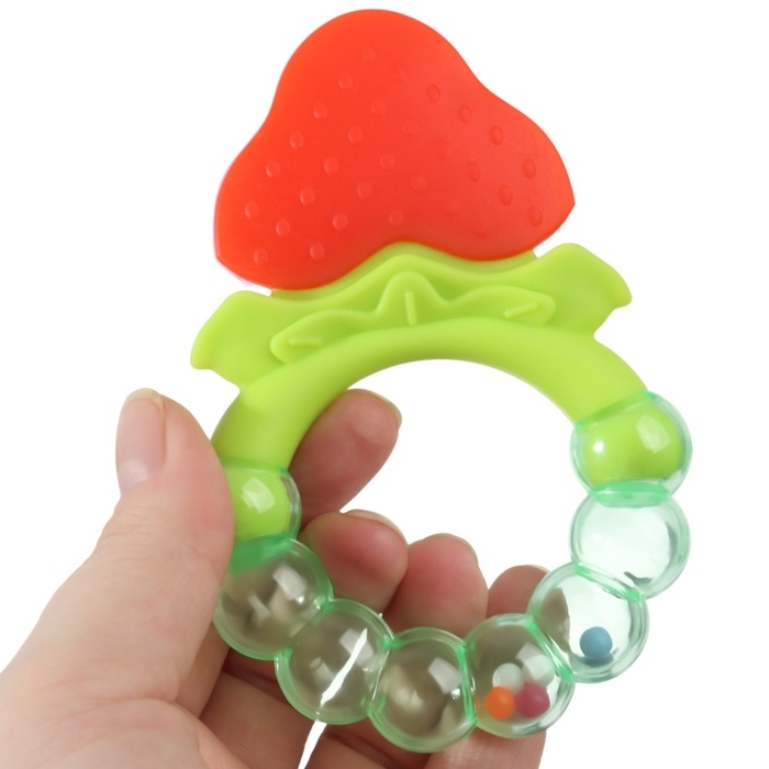 Прорезыватель силиконовый «Клубничка», с погремушкой, Крошка Я Прорезыватель силиконовый «Клубничка», с погремушкой, Крошка Я