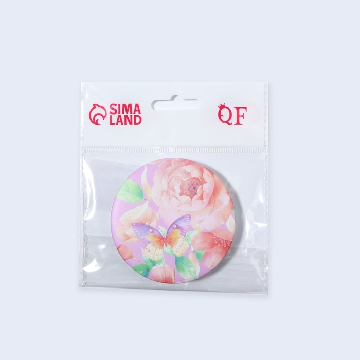 Зеркало складное &laquo;Цветы&raquo;, d = 7,5 см, цвет розовый