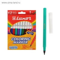 Фломастеры 12 цветов Luxor Coloring, смываемые, картон, европодвес