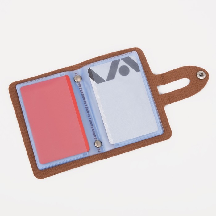 Визитница на кнопке, 24 карты, цвет коричневый Визитница на кнопке, 24 карты, цвет коричневый