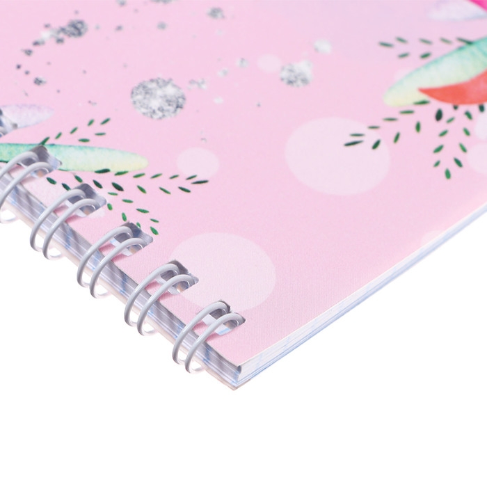 Блокнот А5, 40 листов в клетку на гребне "Единорог", обложка мелованный картон, блок офсет