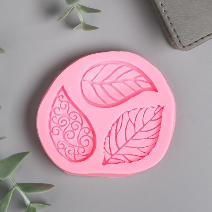 Молд силикон Молд силикон "Листочки с узорами" 3 предмета 0,8х7,6х7,2 см