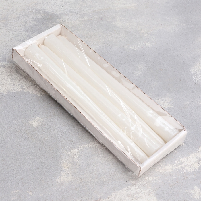 Свеча античная, 2,2х25 см, 4 шт лакированная белая