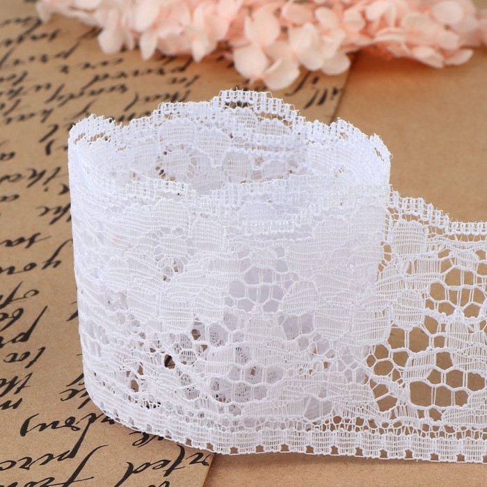 Кружево капроновое, 60 мм &times; 10 &plusmn; 1 м, цвет белый
