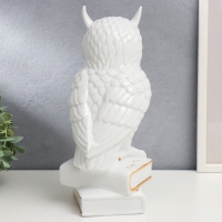 Сувенир керамика "Белый филин на книгах" с золотом 29х14,5х14 см