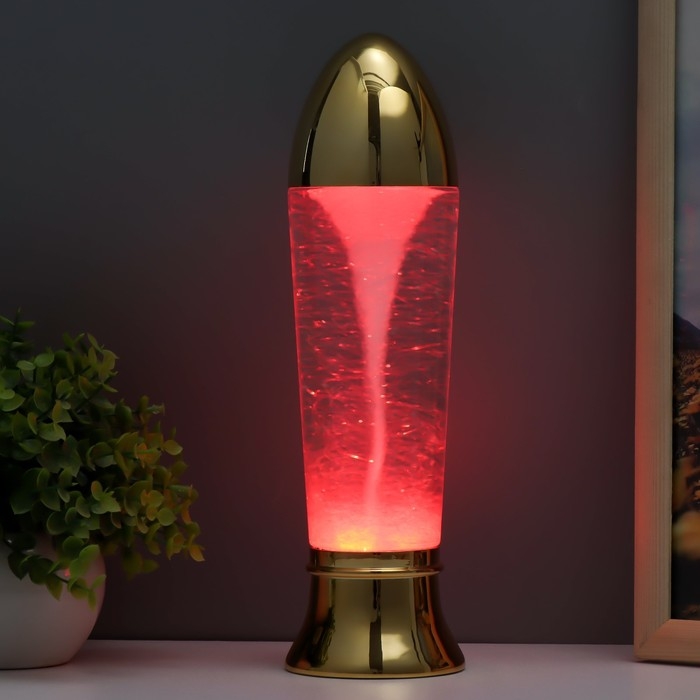 Лава-лампа  "Вихрь" LED от батареек 3хАА USB золото 7х7х28см