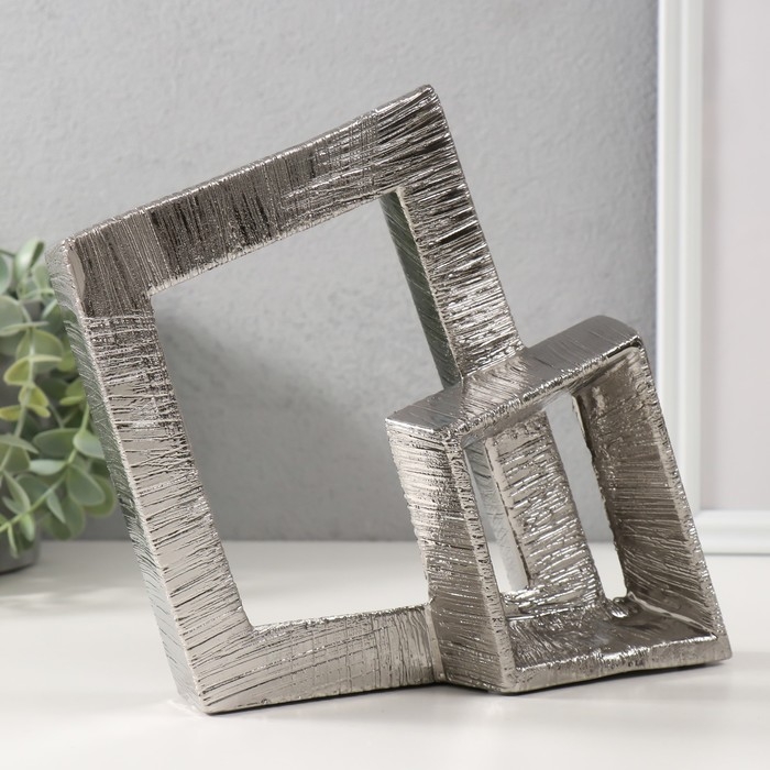 Сувенир керамика "Абстракция. Два квадрата" серебро 25,5х5,5х20,5 см