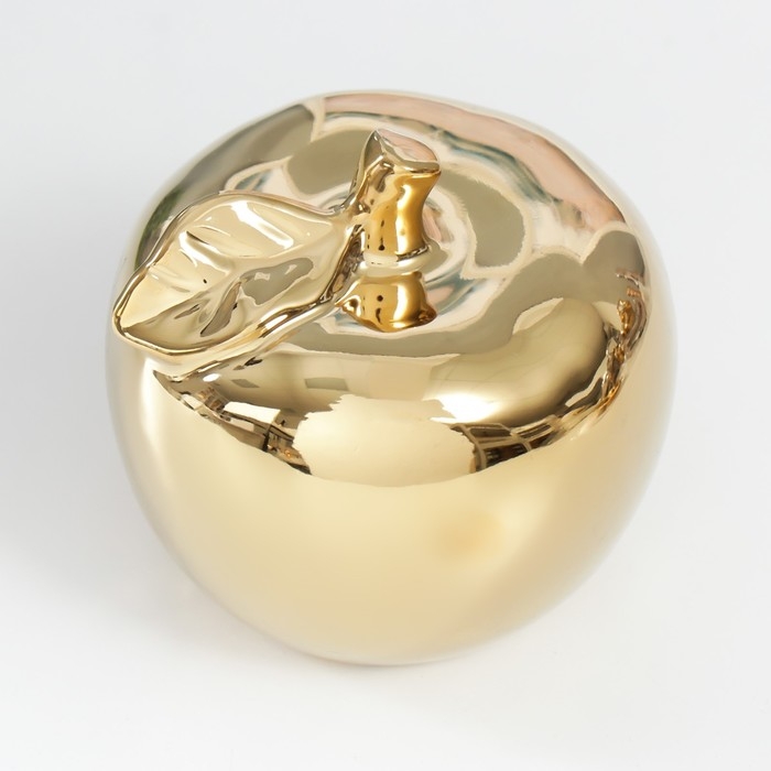 Сувенир керамика Сувенир керамика "Золотое яблоко с листочком" 9,5х10,5х9,5 см