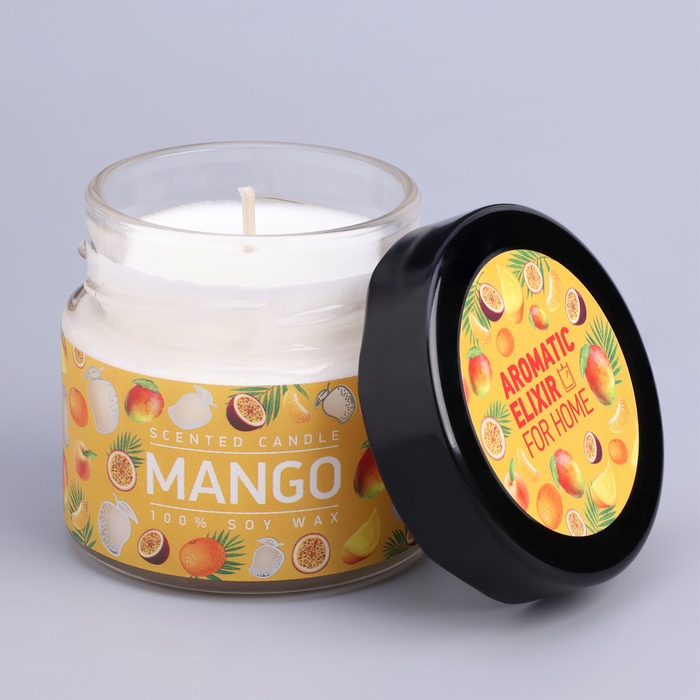 Свеча ароматическая в банке Свеча ароматическая в банке "Манго маракуйя", совый воск, 80 г