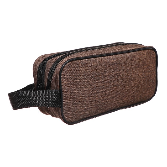 Пенал мягкий 2 отделения, 100 х 220 х 70 мм, объёмный, с ручкой,Calligrata, Пенал мягкий 2 отделения, 100 х 220 х 70 мм, объёмный, с ручкой,Calligrata, "Коричневый"