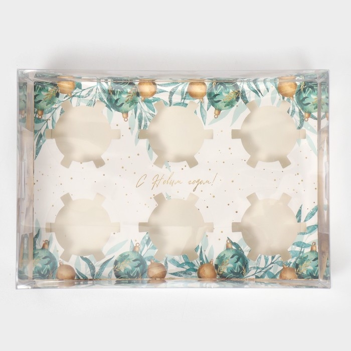 Коробка для капкейка &laquo;Мрамор&raquo;, 23 х 16 х 11.5 см, Новый год