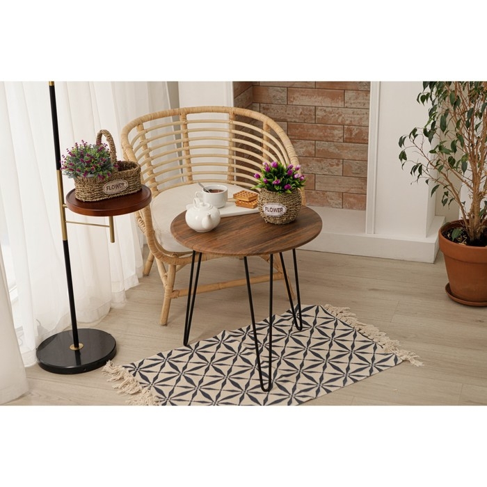 Кашпо для цветов плетёное с ручкой Доляна &laquo;Цветы&raquo;, 24&times;12&times;23 см, цвет коричневый