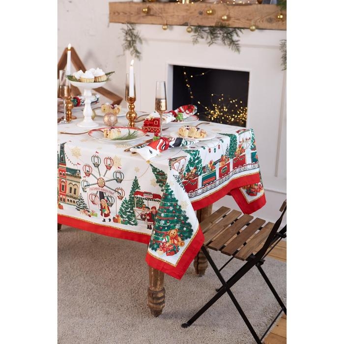 Скатерть Этель &laquo;Новогодняя ярмарка&raquo; скатерть 150*110 +/-3 см с ГМВО, 100%хл, 190г/м2
