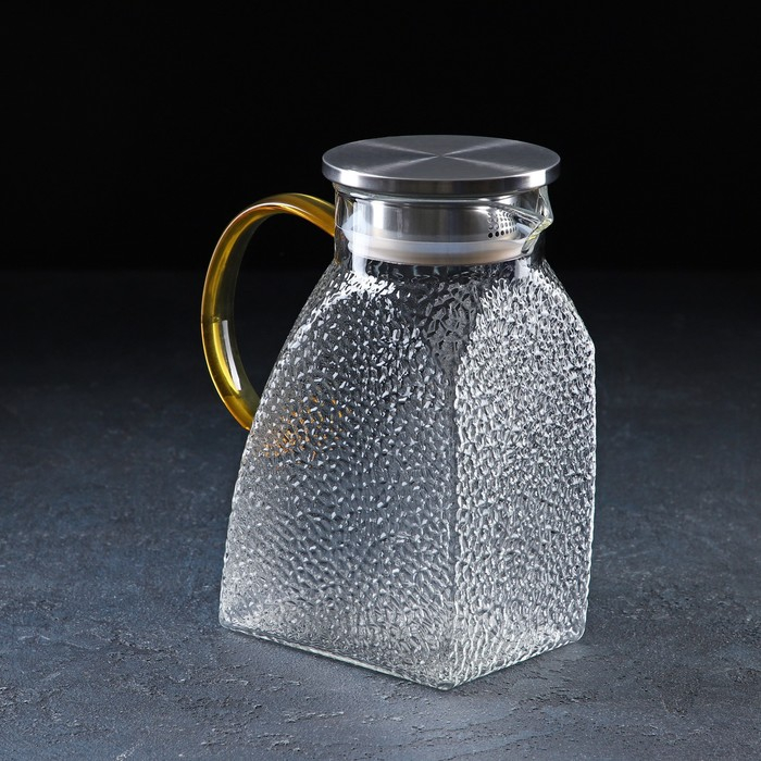 Кувшин для воды стеклянный с металлической крышкой Magistro &laquo;Сара&raquo;, 1,3 л, 16,9&times;19,5 см