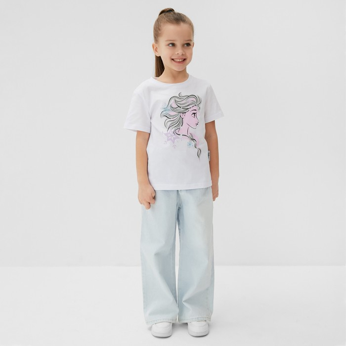 Футболка детская &laquo;Эльза&raquo;, Холодное сердце, рост 86-92, белый