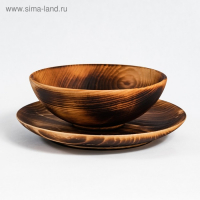 Набор деревянных тарелок из цельного кедра Mаgistrо, 2 шт: 20&times;2,5 см, 16&times;6 см, обожжённые