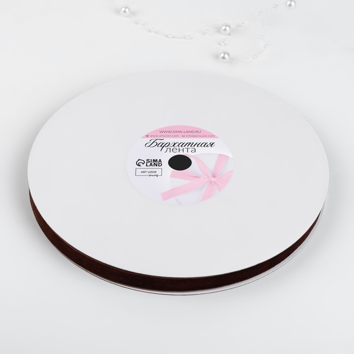 Лента бархатная, 10 мм, 18 &plusmn; 1 м, цвет коричневый №119