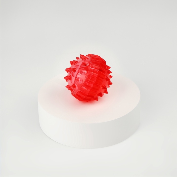 Массажер пластик универс Шарик с 2 кольцами красный коробка ОТ Массажер пластик универс Шарик с 2 кольцами красный коробка ОТ