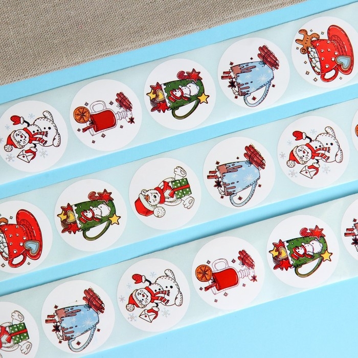 Новый год. Наклейки в рулоне Новый год. Наклейки в рулоне "Новогодние угощения", 500 шт, 3,8 х 3,8 см