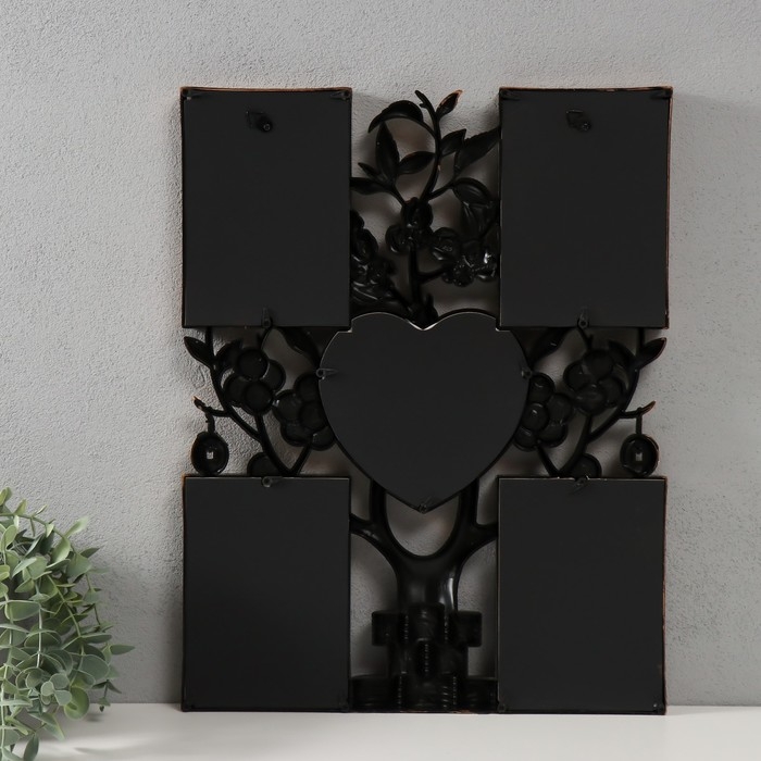 Фоторамка пластик на 5 фото 10х15 13х12 Фоторамка пластик на 5 фото 10х15 13х12 "Денежное дерево" темное золото 45х35х2,5 см