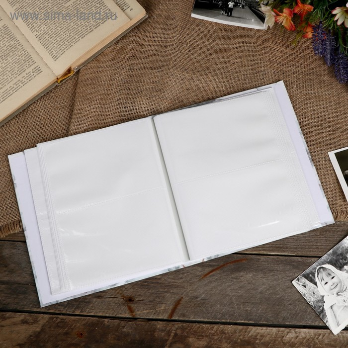 Фотоальбом на 80 фото 10х15 см Фотоальбом на 80 фото 10х15 см "Мрамор и перо" в коробке МИКС 23х19,5х5 см