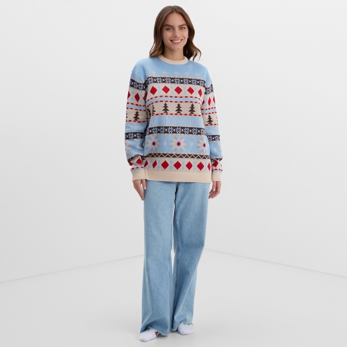 Новый год. Джемпер вязаный KAFTAN Scandinavia размер 56, голубой