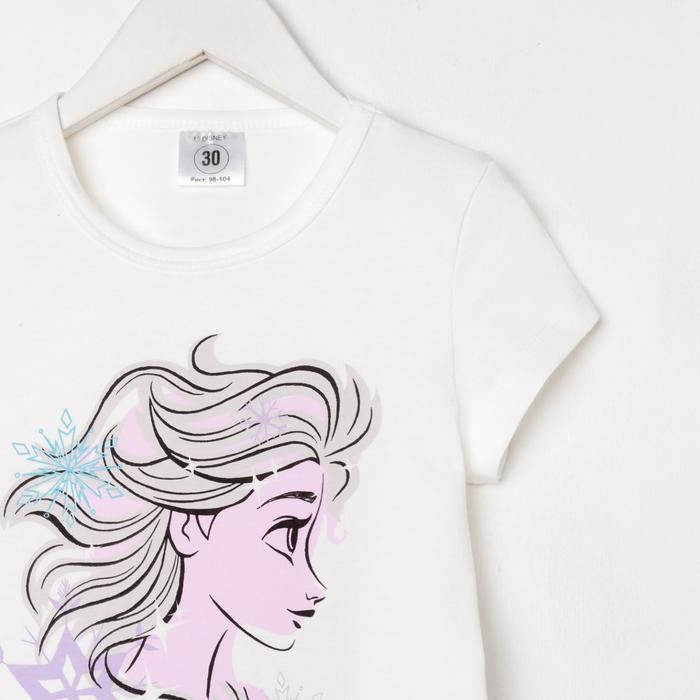 Футболка детская &laquo;Эльза&raquo;, Холодное сердце, рост 98-104, белый