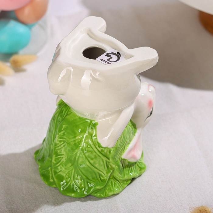 Подставка для яйца Доляна &laquo;Зайка в капусте&raquo;, 14,5&times;12&times;15,3 см, цвет белый