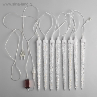 Гирлянда &laquo;Сосульки рифленые&raquo; 2.5 &times; 0.3 м, IP65, прозрачная нить, 192 LED, свечение тёплое белое с эффектом стекания, 12 В