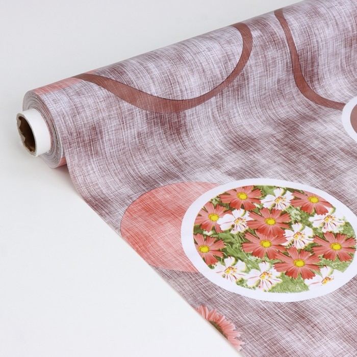 Клеёнка на стол Доляна &laquo;Цветы&raquo;, на нетканой основе, ширина 137 см, толщина 0,2 мм, рулон 20 м