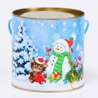 Новый год. Подарочная коробка, тубус &laquo;Игра в снежки&raquo; 120х120мм.