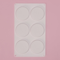 Форма для муссовых десертов и выпечки Доляна «Гипноз», силикон, 30×17,5×0,5 см, 6 ячеек (d=7,7 см), цвет белый Форма для муссовых десертов и выпечки Доляна «Гипноз», силикон, 30×17,5×0,5 см, 6 ячеек (d=7,7 см), цвет белый