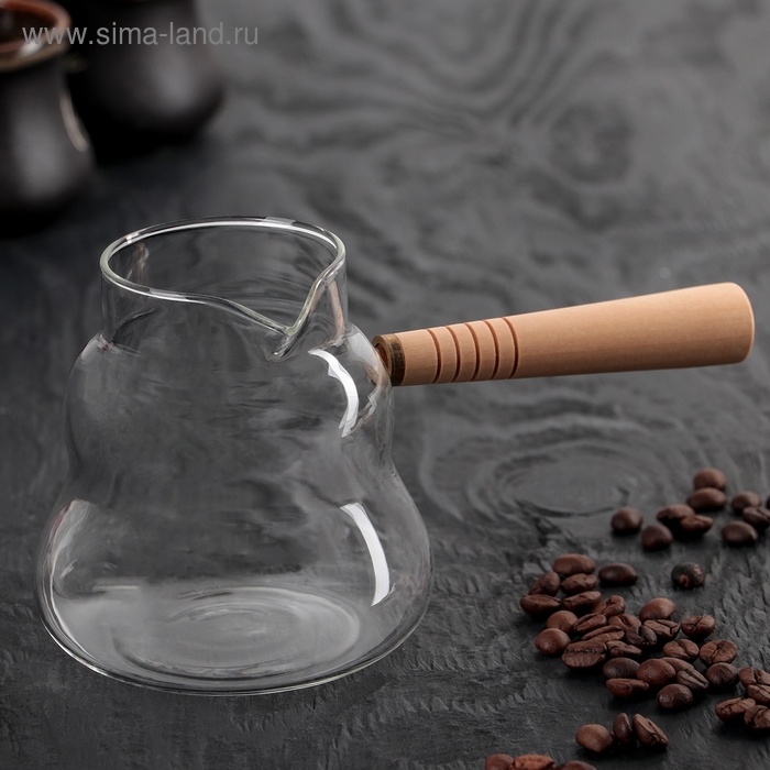 Турка стеклянная «Арабика», 300 мл, 18×8,5×10 см, деревянная ручка Турка стеклянная «Арабика», 300 мл, 18×8,5×10 см, деревянная ручка