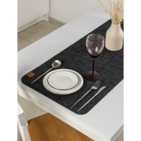 Дорожка на стол Доляна &laquo;Грэй&raquo;, 40&times;150 см, толщина 4 мм, цвет тёмно-серый