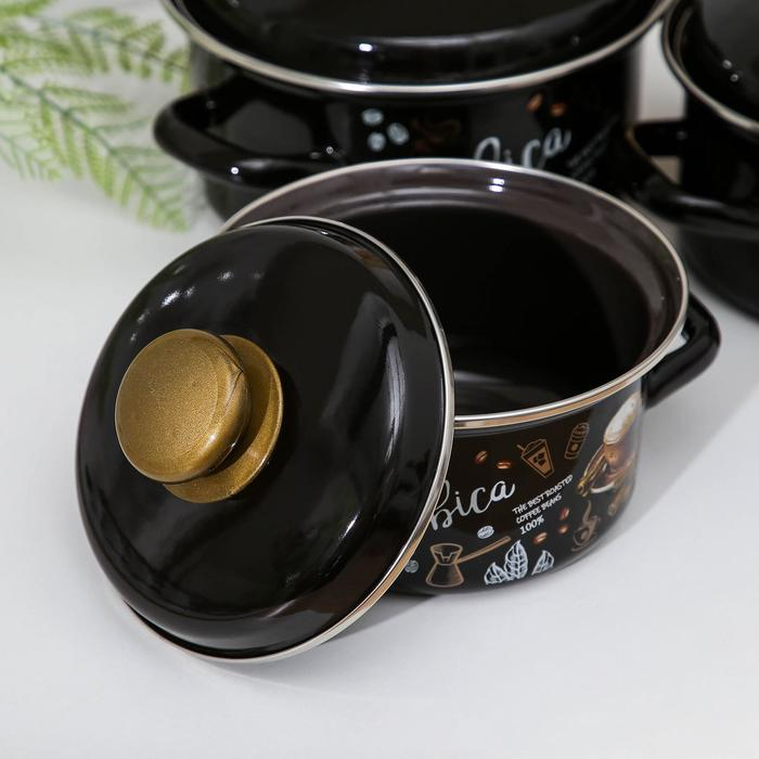 Набор эмалированных кастрюль &laquo;Арабика-1&raquo;, 3 предмета: 1 л, 1,5 л, 2,3 л, индукция