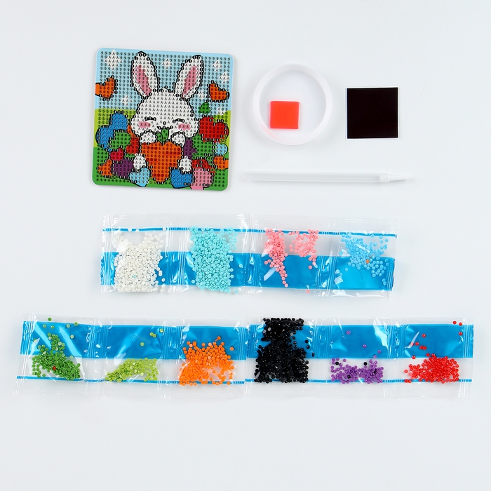 Алмазная мозаика-магнит для детей &laquo;Зайка&raquo;