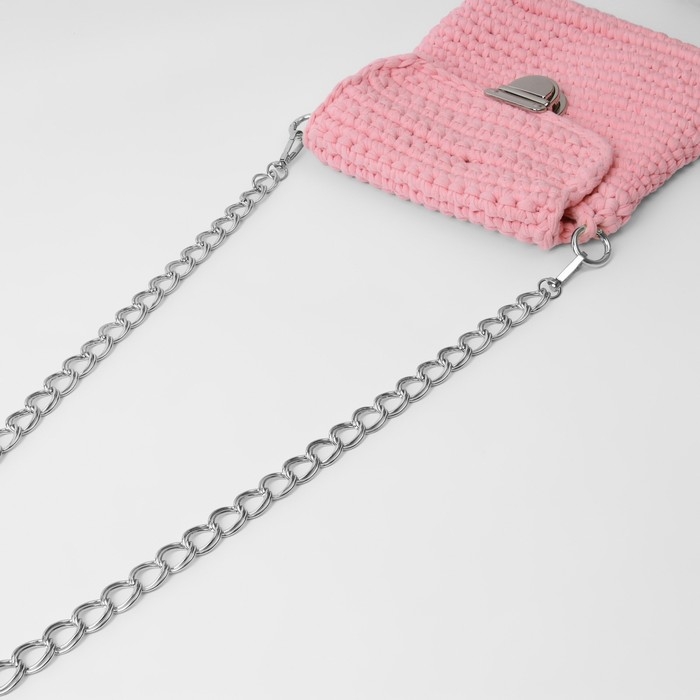 Цепочка для сумки, с карабинами, металлическая, двойная, 19 &times; 14 мм, 120 см, цвет серебряный